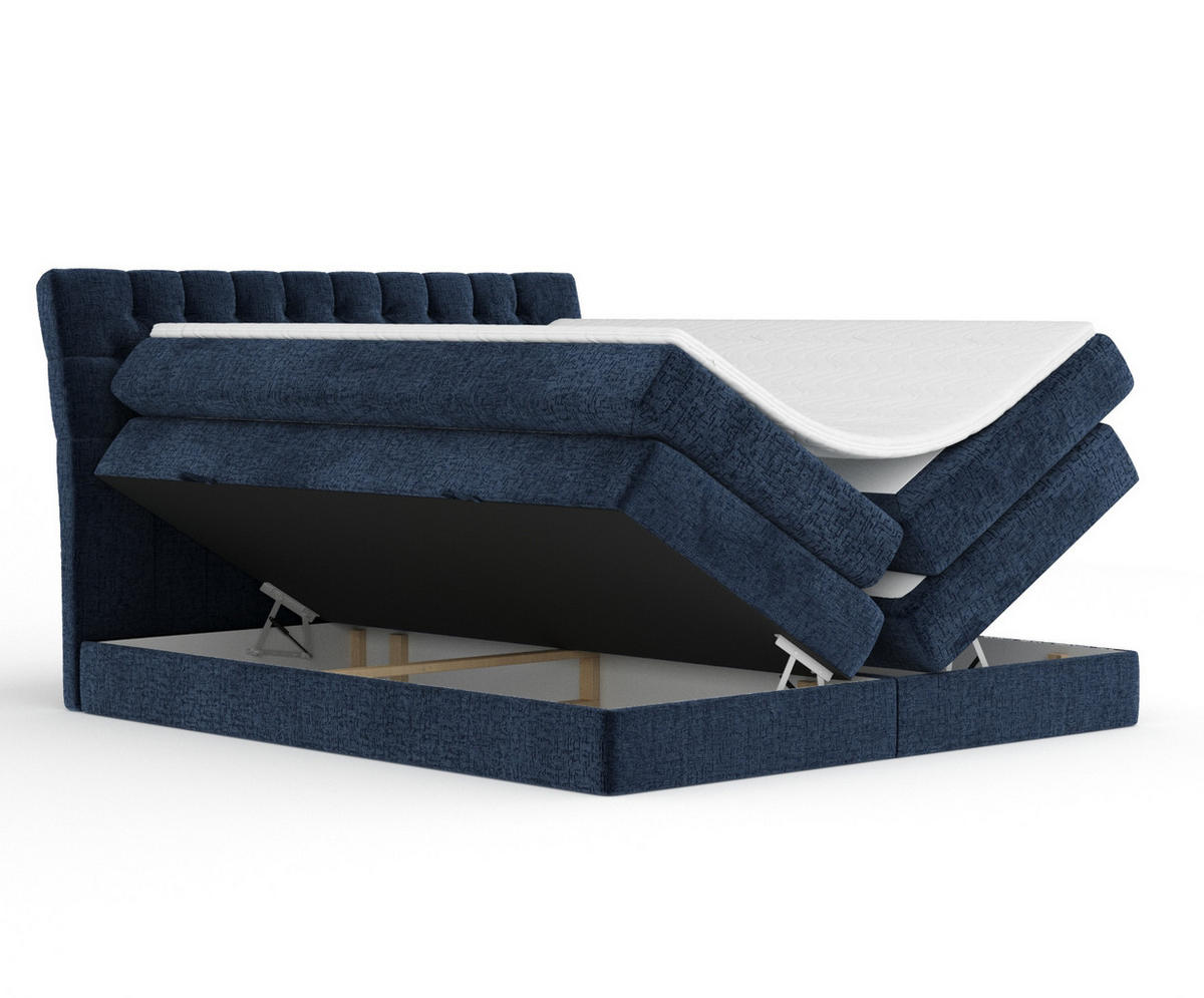 BOXSPRINGBETT Seraphine Marineblau 180/200 cm - Schwarz/Dunkelblau, Holz/Holzwerkstoff (180/200cm) - Maison de Reve