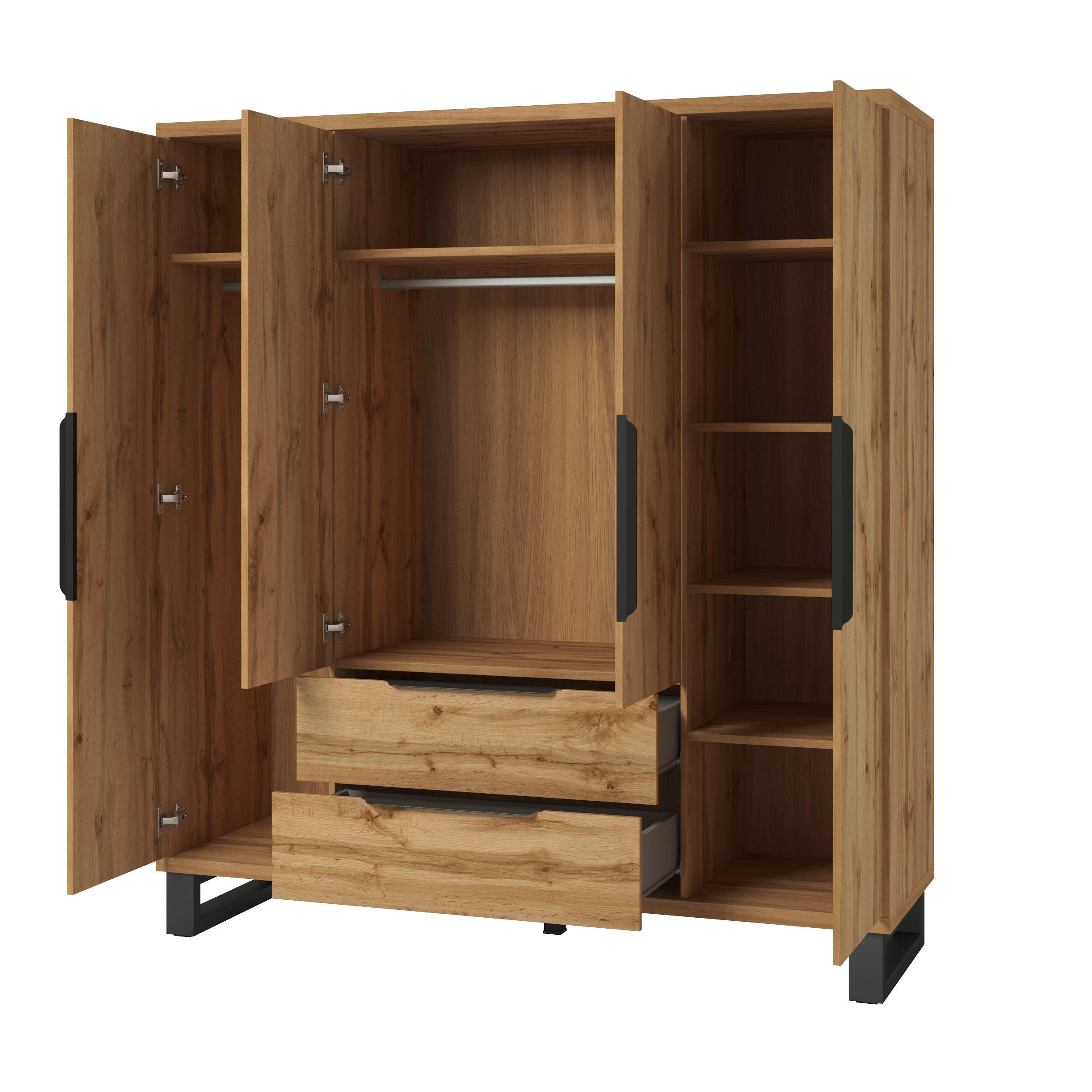 DREHTÜRENSCHRANK HALLETTA 191/210/60 cm 4-türig Eiche Wotan - Eiche Wotan, Holzwerkstoff (191/210/60cm) - MASSENO