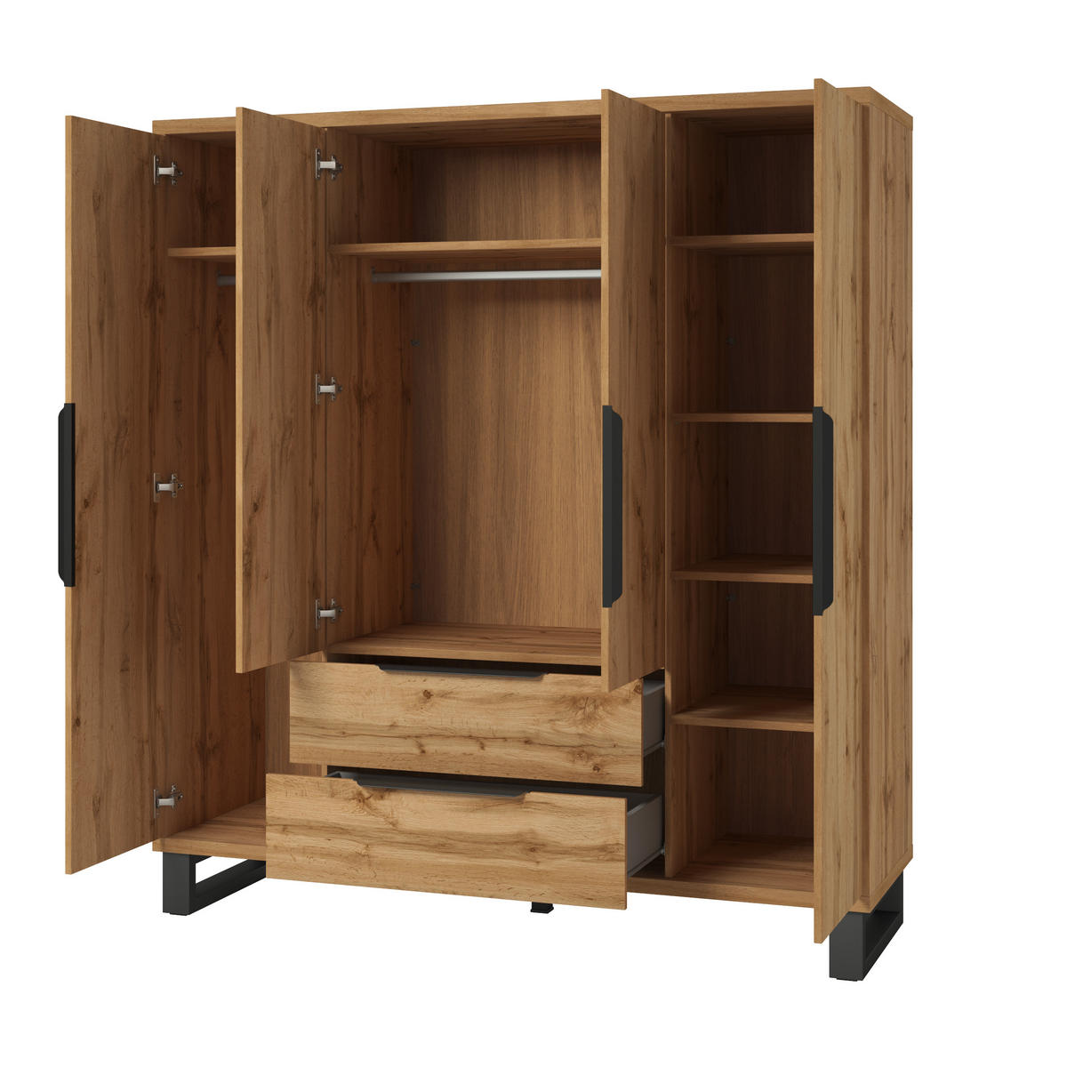 DREHTÜRENSCHRANK HALLETTA 191/210/60 cm 4-türig Eiche Wotan - Eiche Wotan, Holzwerkstoff (191/210/60cm) - MASSENO