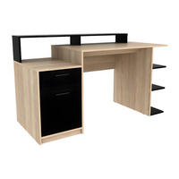 SCHREIBTISCH mit Stauraum - Eichefarben & Schwarz - ZACHARIE - Schwarz, Holz (60/138/82.5cm) - Vente-Unique