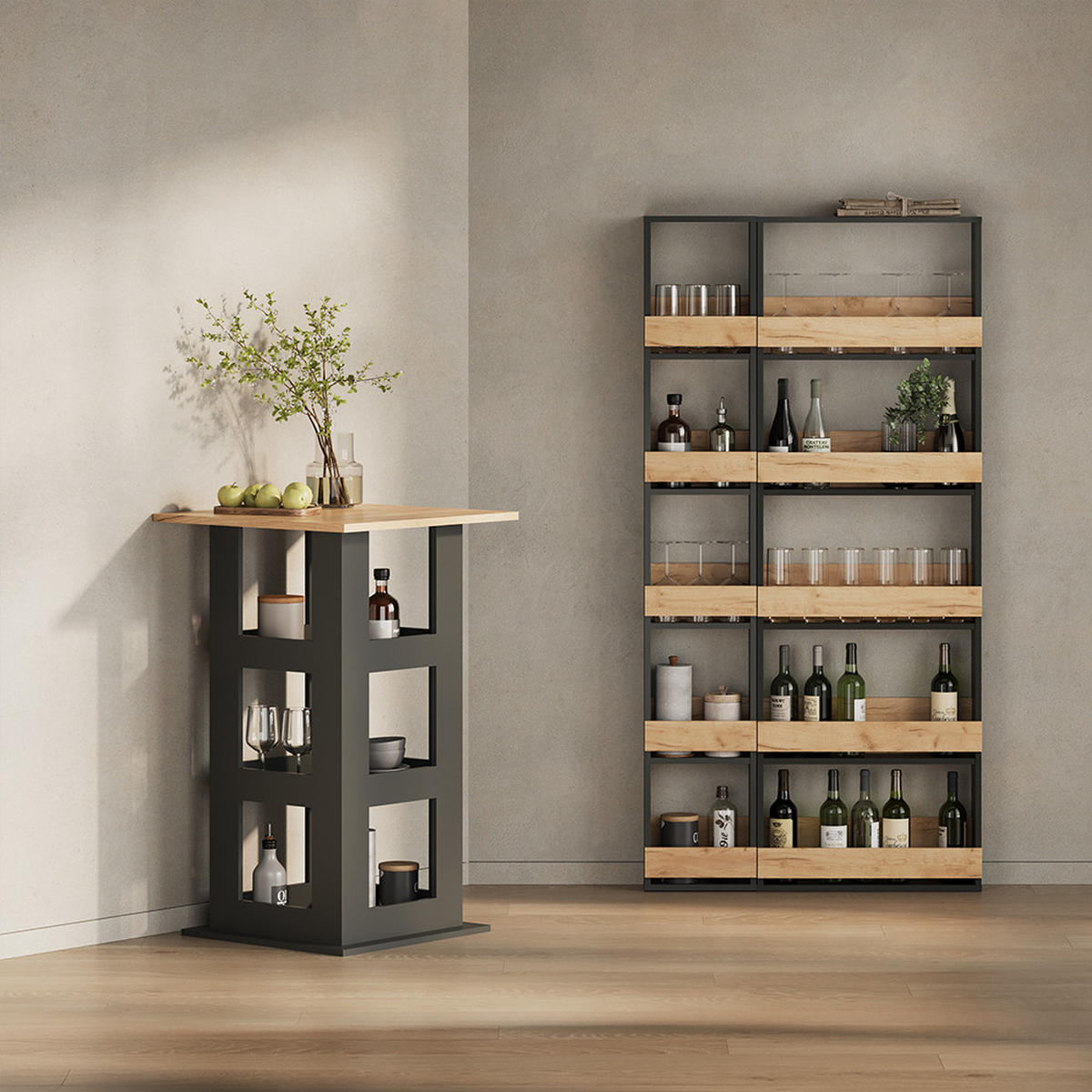 BARTISCH Regusa Goldkraft Eiche/Anthrazit 65 x 65 cm - Honigeiche/Anthrazit, Holzwerkstoff (65/65/106cm) - Livinity®
