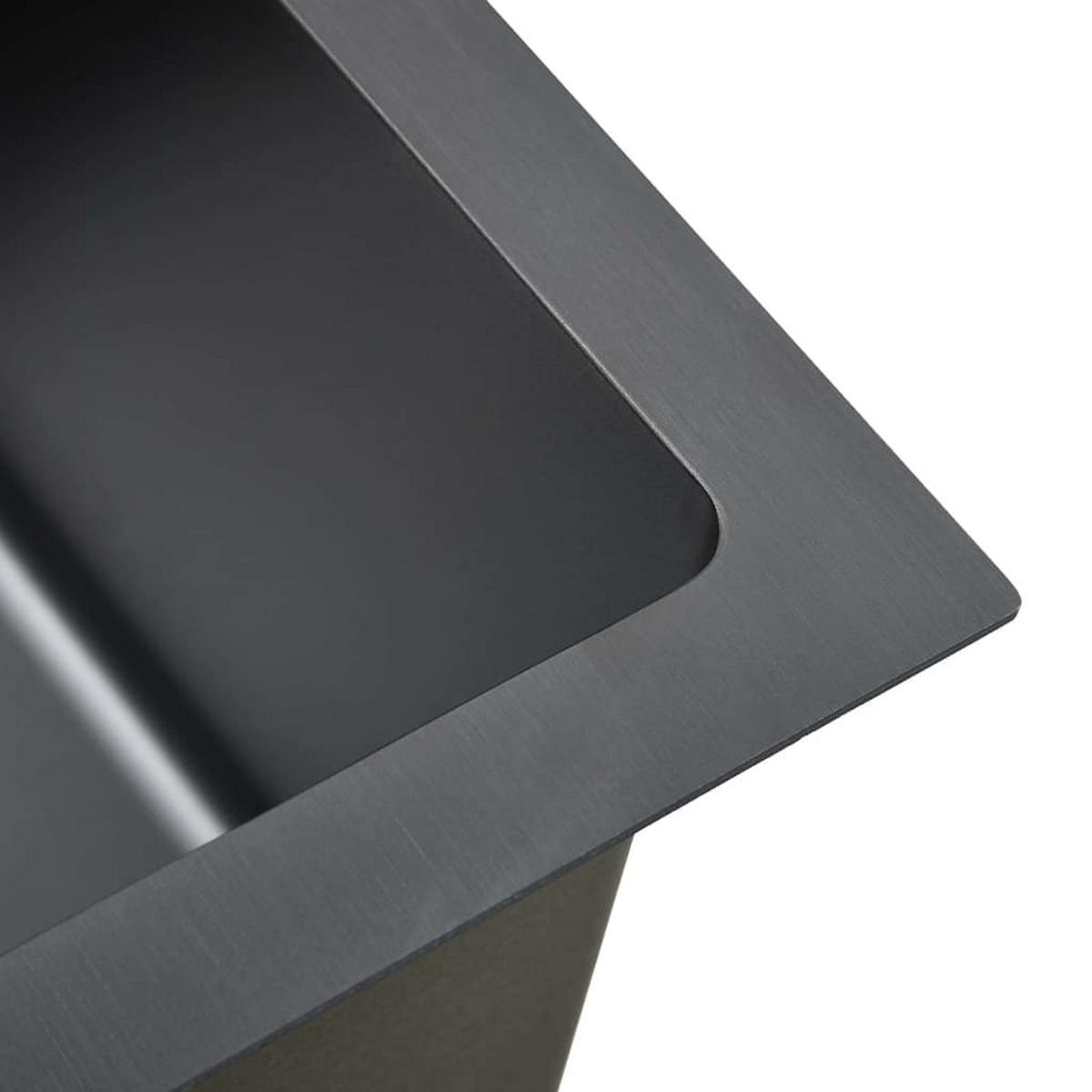 EINBAUSPÜLE Handgemachte Schwarz Edelstahl - Schwarz, Metall (40/20/40cm) - vidaXL
