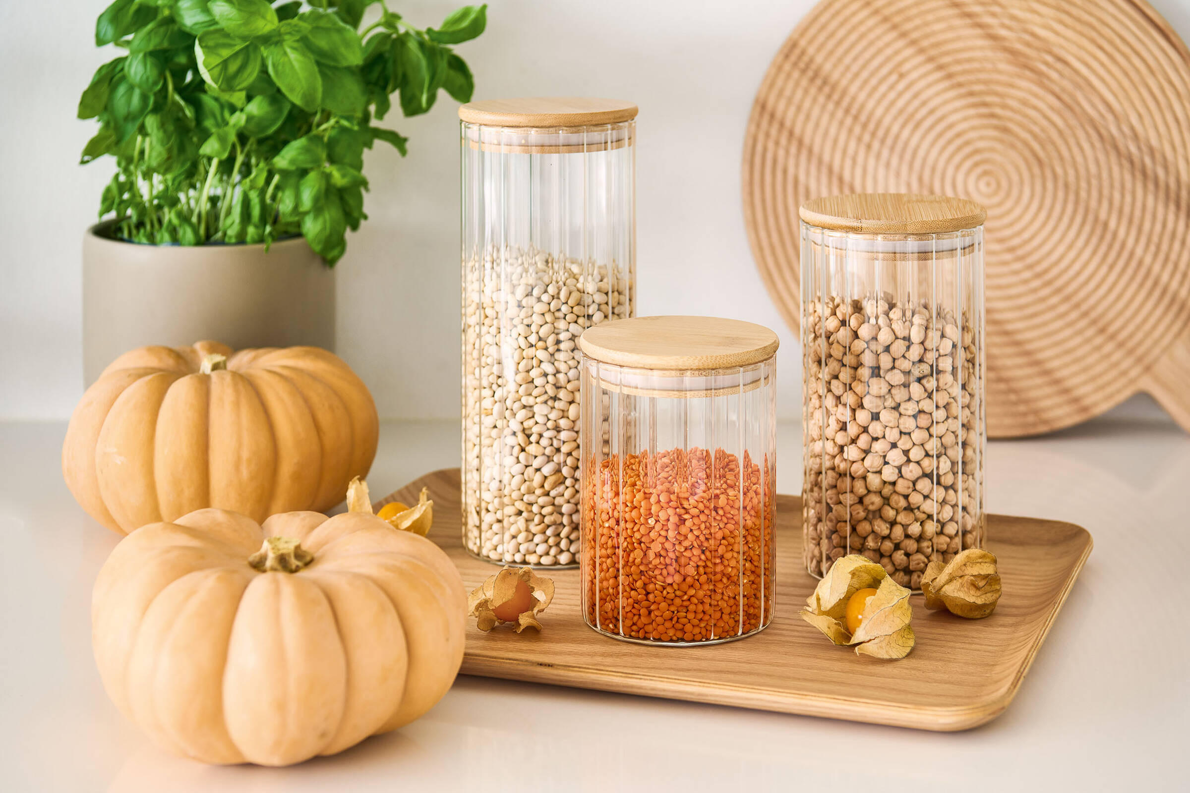 Thumbnail - Glasbehälter, Transparent, Glas, 9x22.5x9 cm, Küchenzubehör, Vorratsbehälter, Vorratsgläser