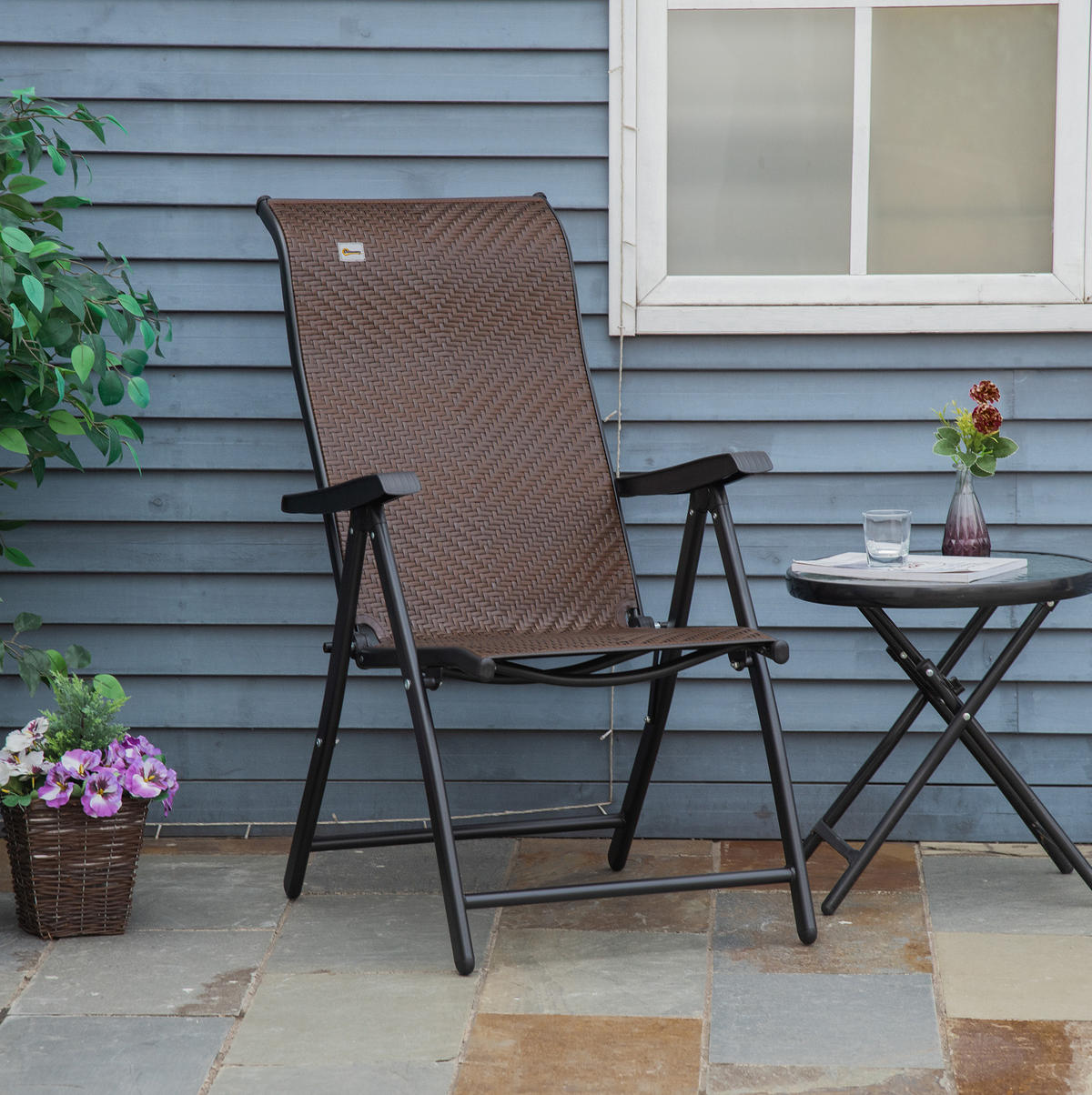KLAPPSTUHL 58/71/111 cm braun aus PE-Rattan und Stahl 7-fach verstellbar - Braun, Kunststoff (71/111/58cm) - OKWISH