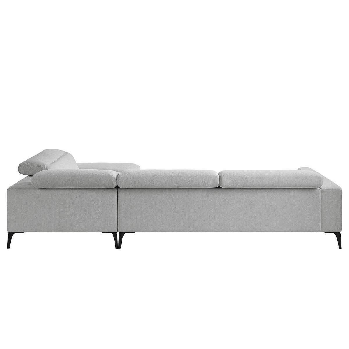 ECKSOFA mit Ottomane - Hellgrau/Schwarz, Textil/Metall (325/238cm) - home24