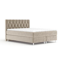 BOXSPRINGBETT Otus Beige 180/200 cm mit Latex-Topper - Beige/Silberfarben, Holz/Holzwerkstoff (180/200cm) - Maison de Reve