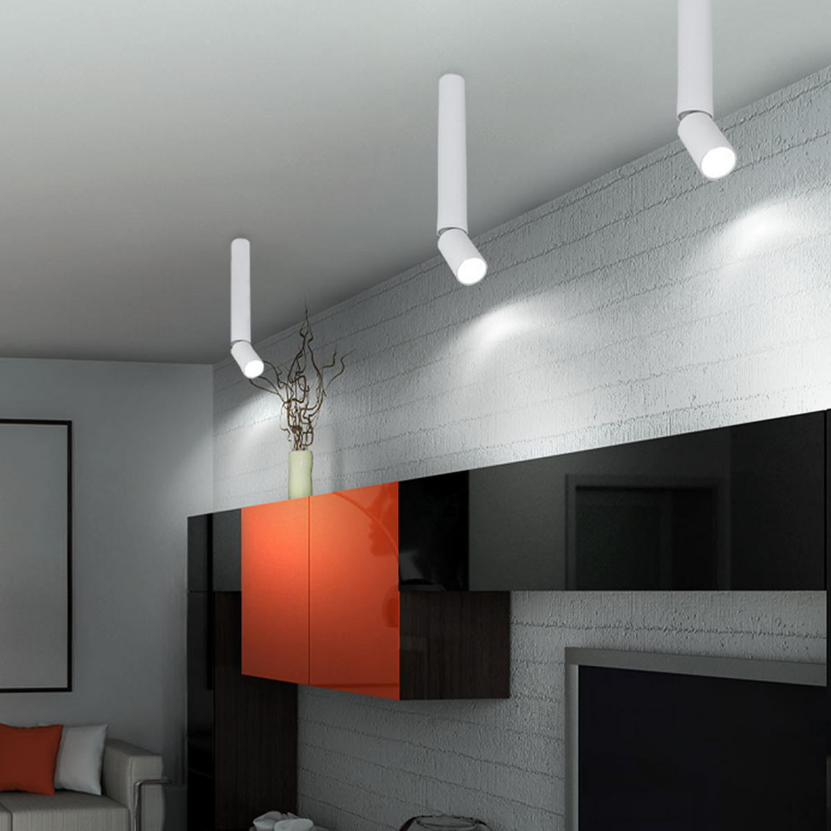 LED DECKENLEUCHTE Aluminium Weiß beweglicher Spot 2er Set - Weiß, Metall (4.5/4.5/38cm) - Globo Lighting