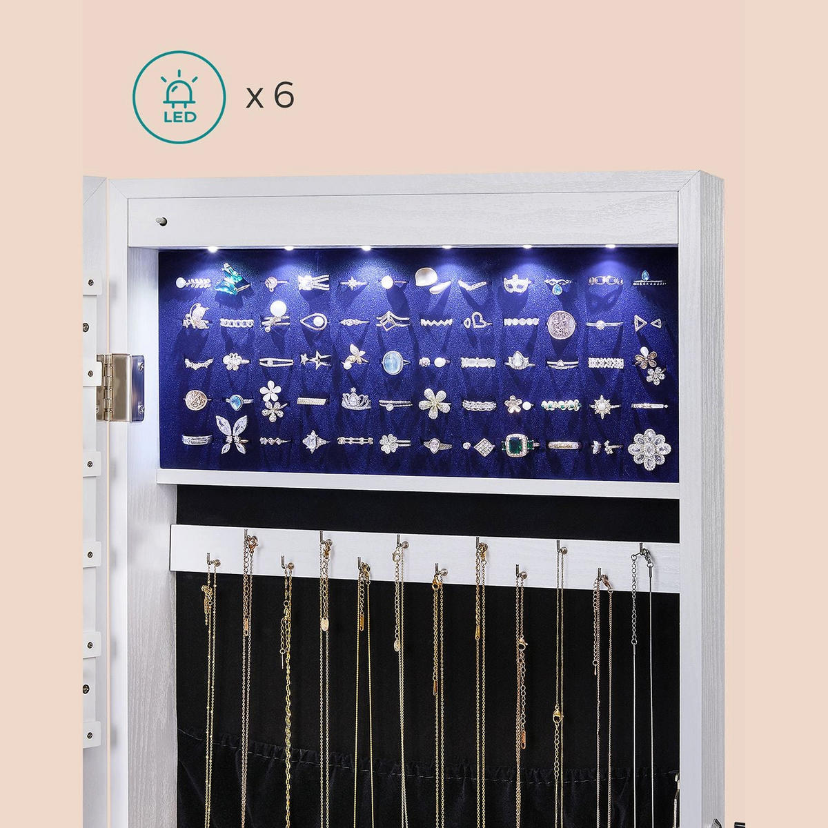 SCHMUCKSCHRANK DUBAI - Weiß, Holzwerkstoff (10/108/37cm) - Hansiro