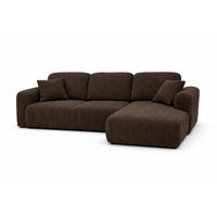 ECKSOFA Mit Schlaffunktion Und Bettkasten, Sofa L-Form Bingo L, Cordstoff Poso, Braun, Rechts - Braun, Holz (250/142cm) - Kaiser Möbel