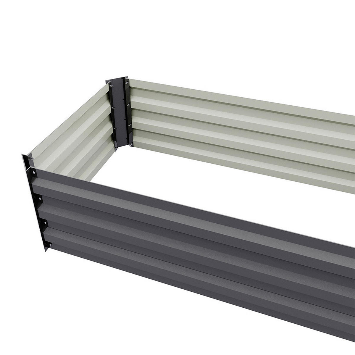 HOCHBEET-PFLANZKASTEN aus verzinktem Stahl in Grau Creme Rechteckig für Garten Balkon 100x60x30cm 4,2 kg - Grau, Metall (60/30/100cm) - Livingandhome