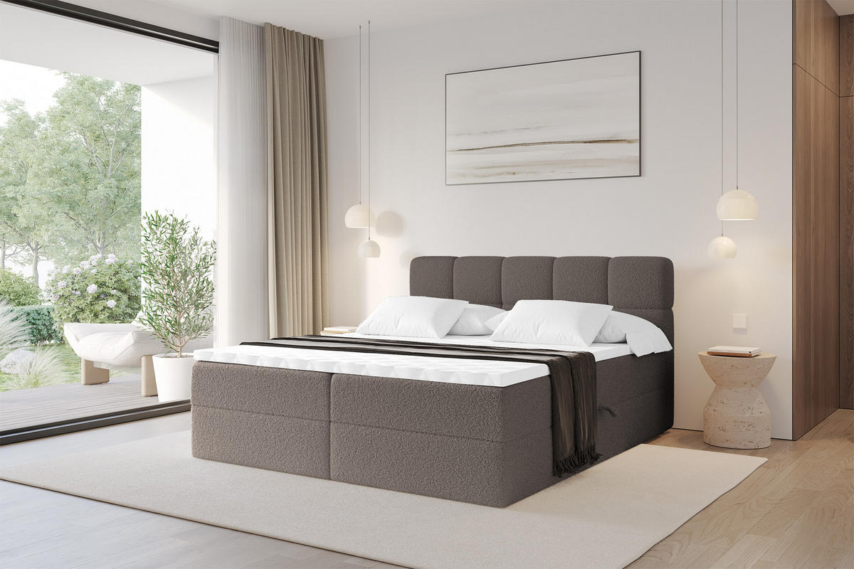 BOXBETT mit Matratze H4 - FAMA - 120x200 cm Braun Quelle - Braun, Holzwerkstoff (120/200cm) - ALTDECOR
