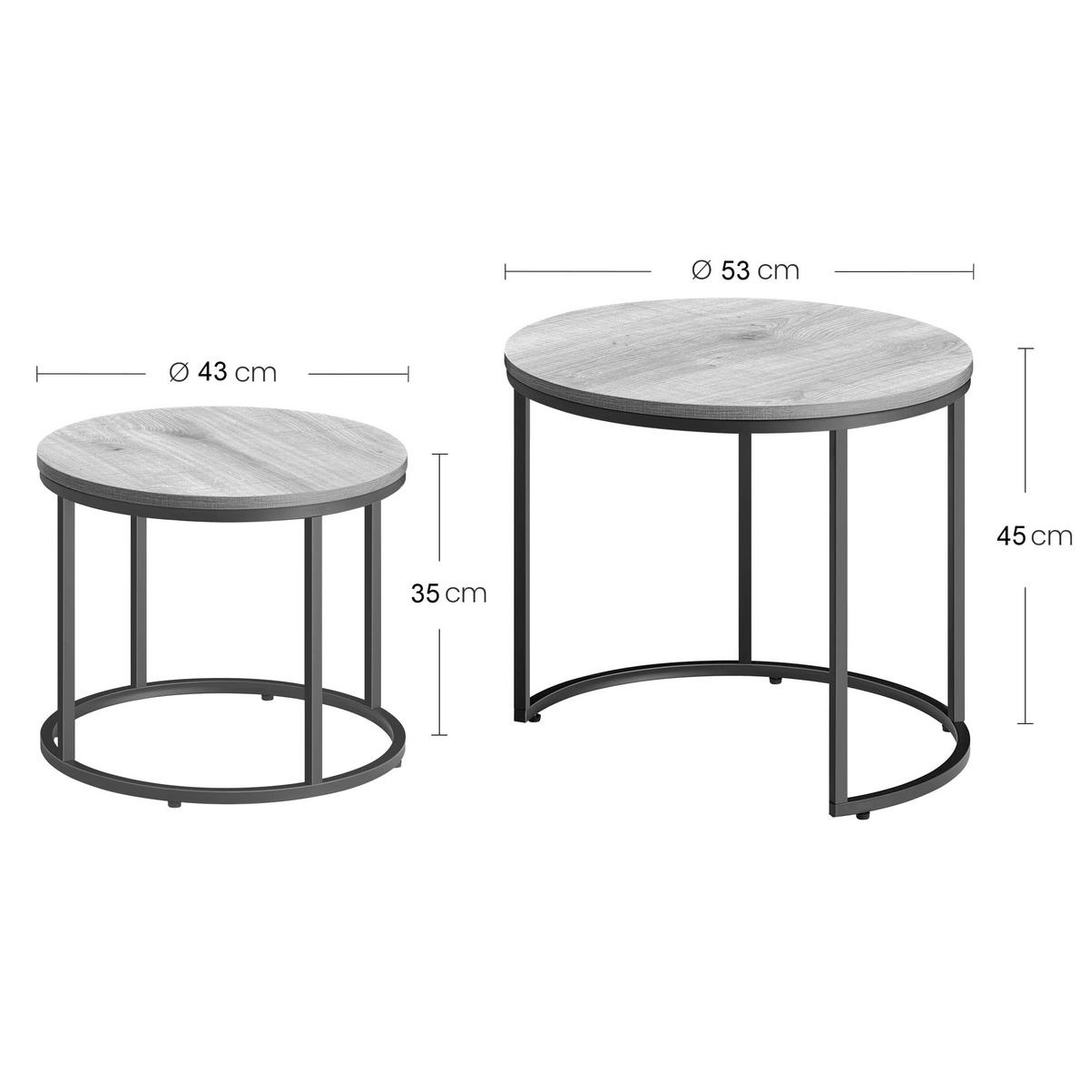 COUCHTISCH 2er Set rund marmor - Schwarz, Holzwerkstoff (53/53/45cm) - Mat-Haus