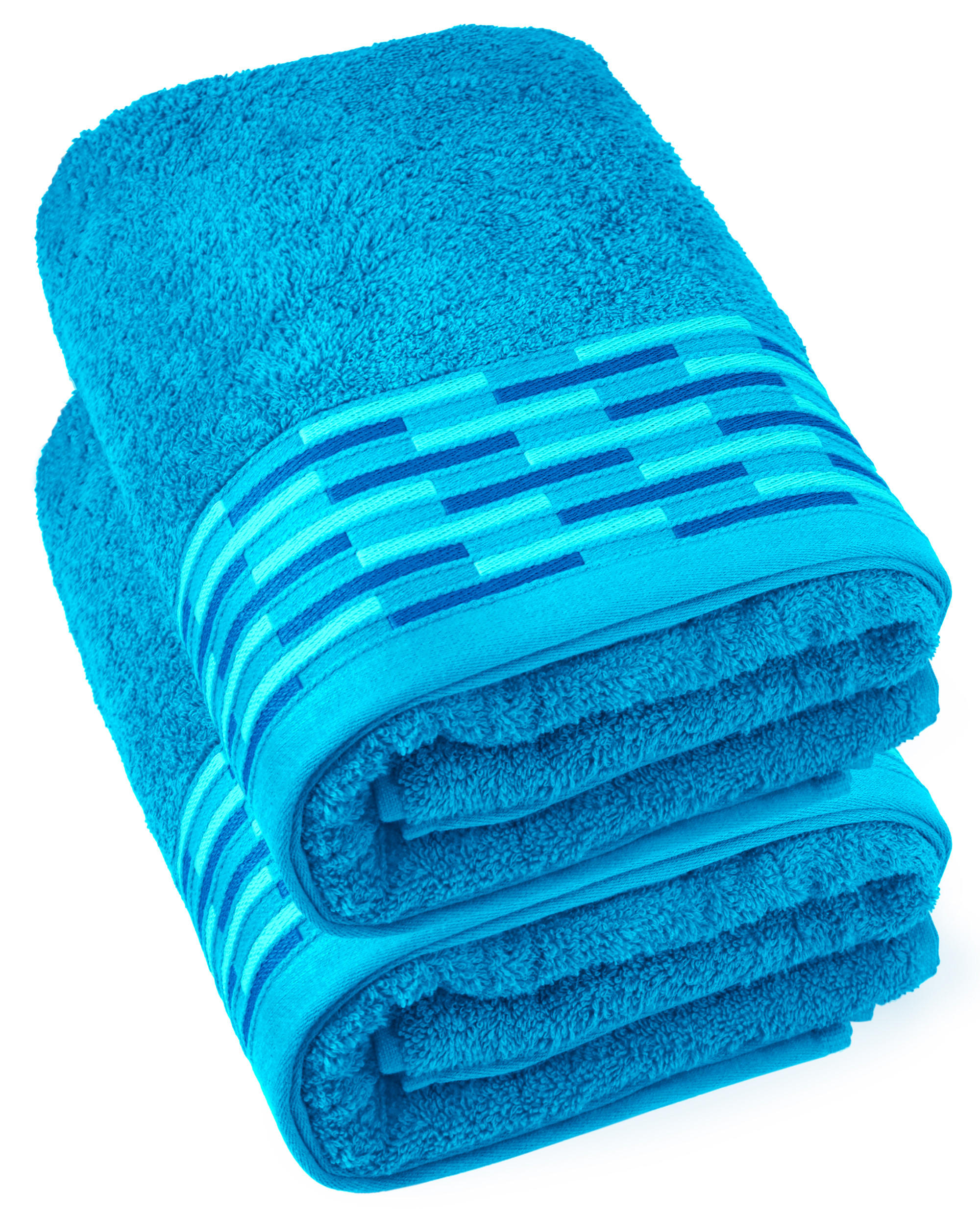 DUSCHTUCH Lugano Aquamarin 2er 70x140 cm - Blau, Textil (70/140cm) - Lashuma
