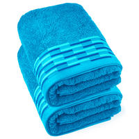 DUSCHTUCH Lugano Aquamarin 2er 70x140 cm - Blau, Textil (70/140cm) - Lashuma