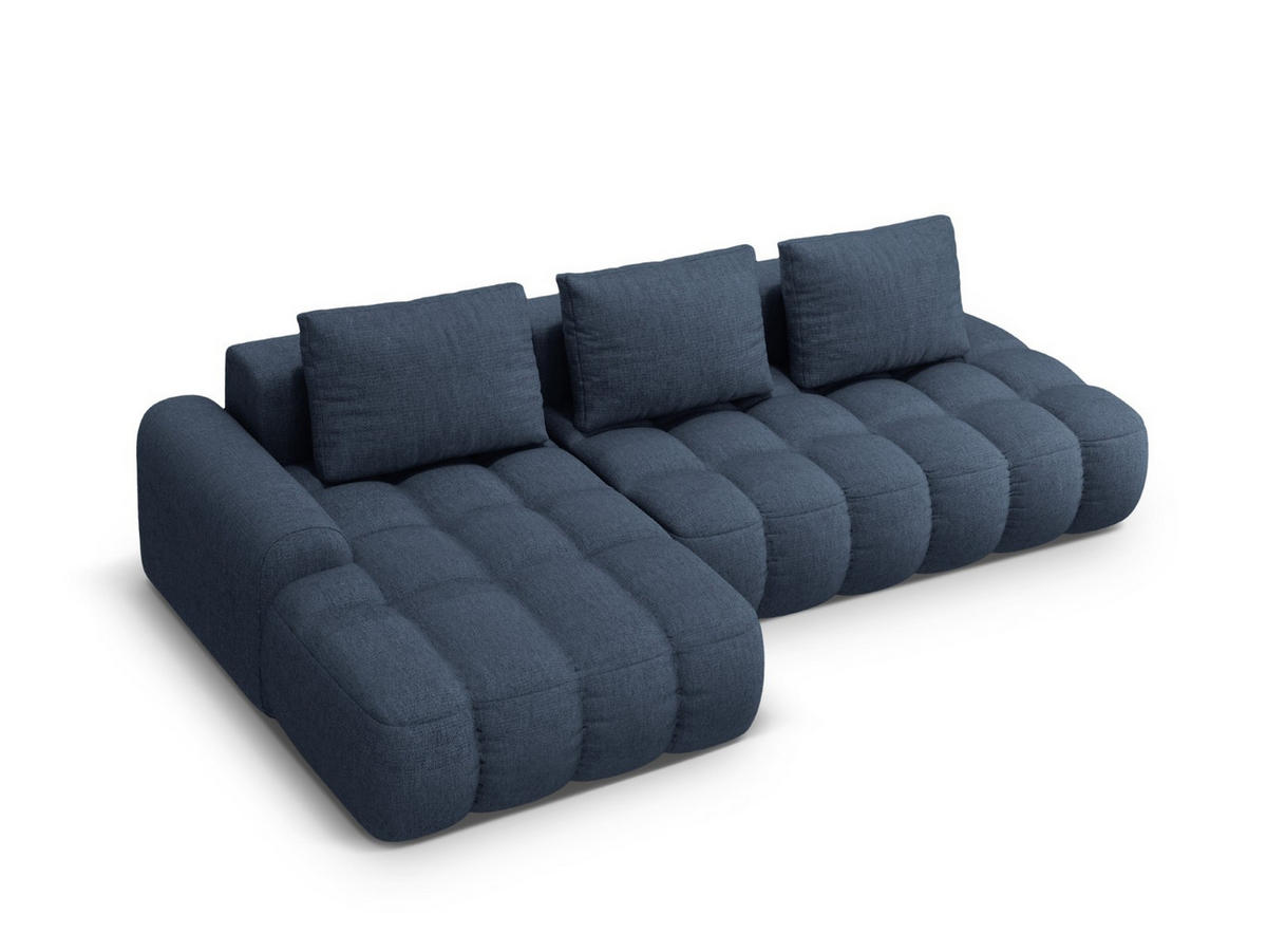 AUSKLAPPBARES-ECKSOFA links mit Container Linz aus strukturiertem Stoff dunkelblau 3 Sitzplätze - Dunkelblau, Textil (142/275cm) - Cosmopolitan Design