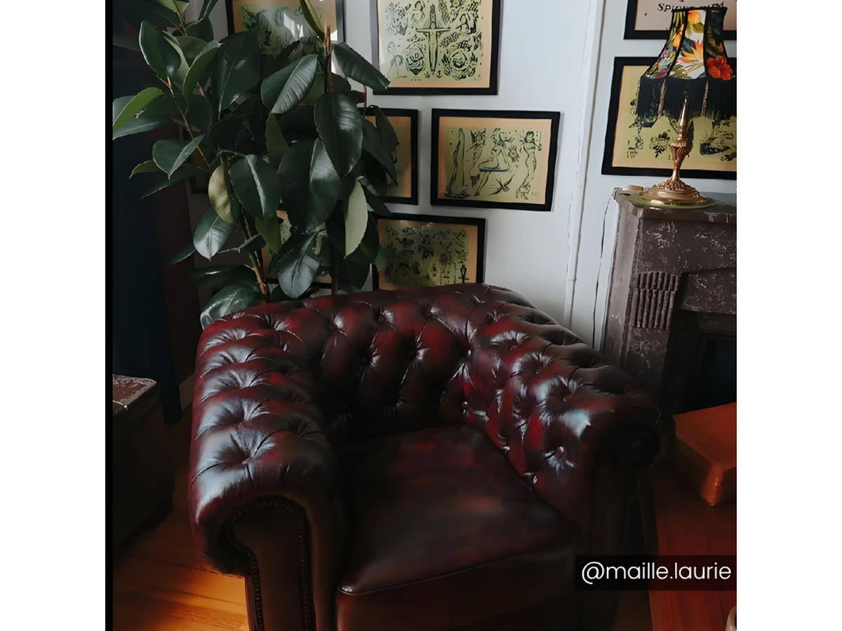 CHESTERFIELD Ledersessel - Büffelleder - Braun - BRENTON - Dunkelbraun, Leder (96/73/105cm) - Vente-Unique