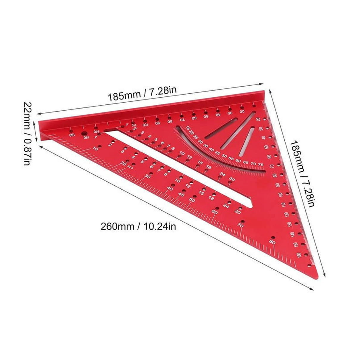 WINKELMESSER - Rot - Aus Metalllegierung, mit Winkelmesser, Winkel von 30, 45, 60 und 90 Grad, metrisch. - Rot, Metall (18.5/18.5/26cm) - DCA