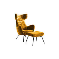 SESSEL MIT HOCKER LOTTE Gelb Velvet - Gelb/Schwarz, Textil (79/117/82cm) - KAWOLA