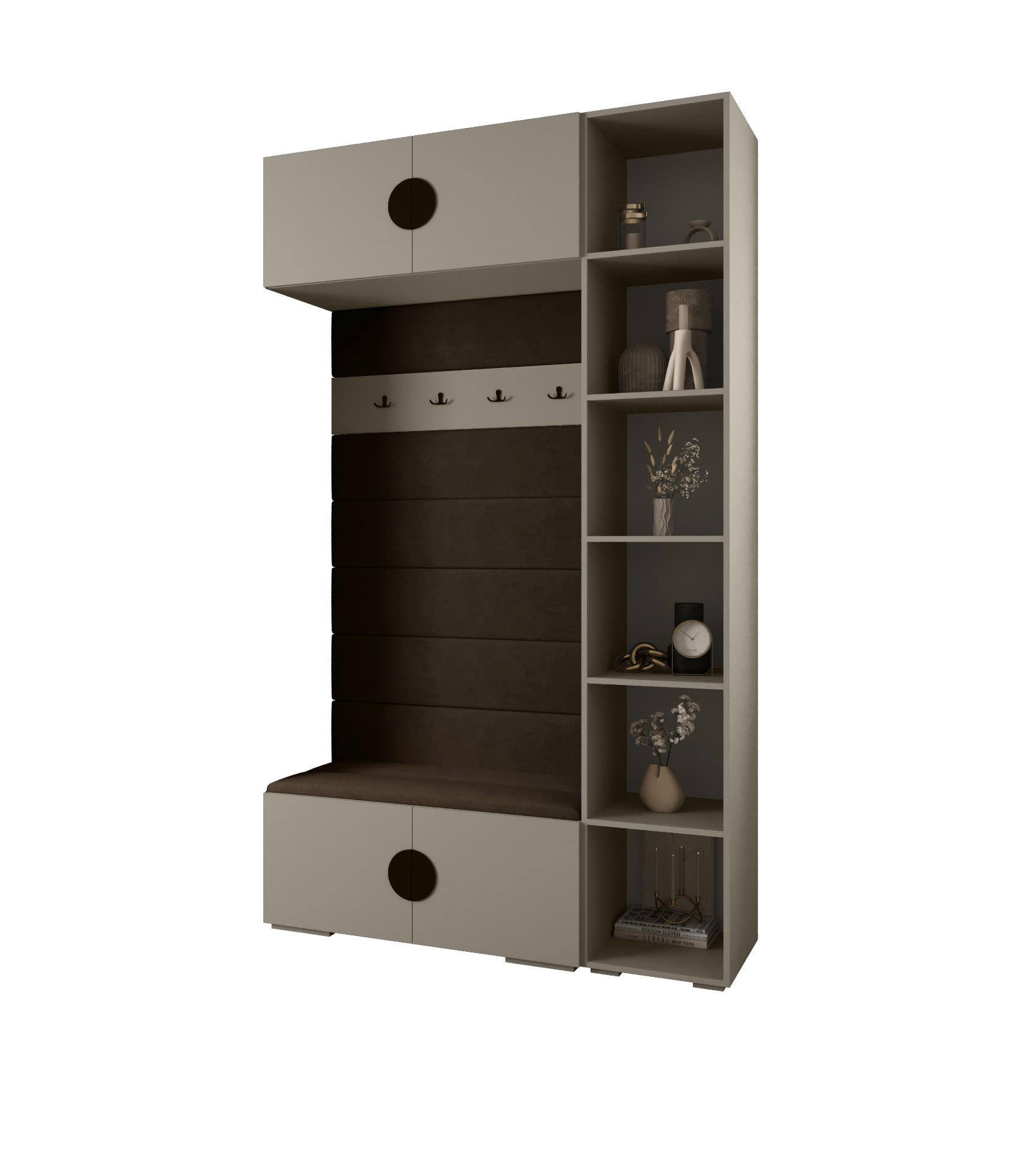 Abiks Möbel Garderoben-Set Kaschmir, Braun, Schwarz 140x236.7x47 cm