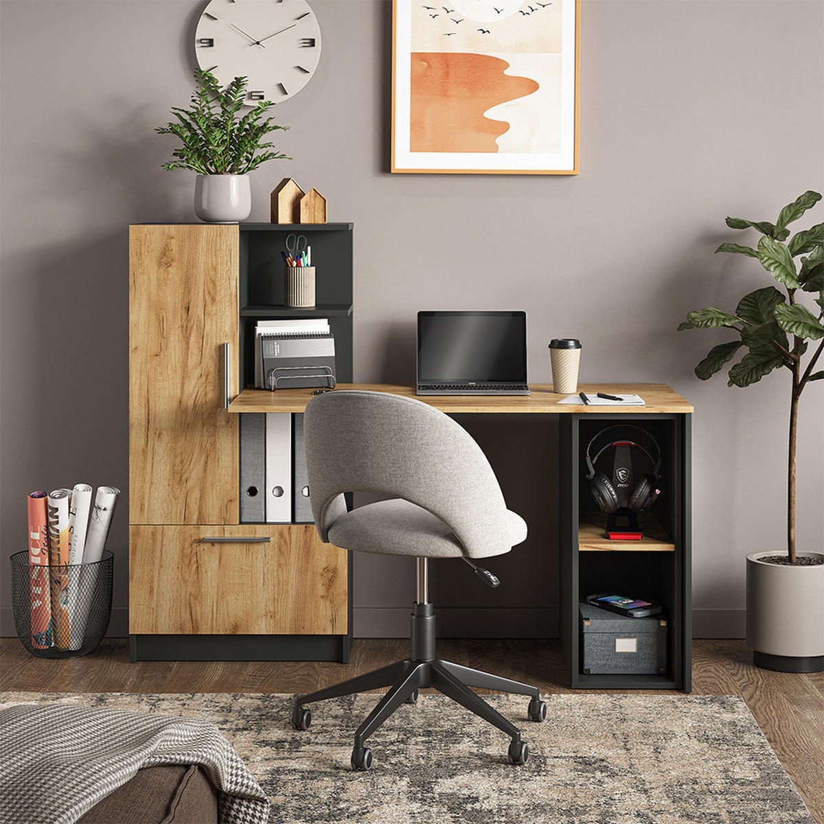 PC SKŘÍŇ Tomy Antracit/zlatý dub - medově dubová/antracitová, kompozitní dřevo (50/28.5/72cm) - Vicco