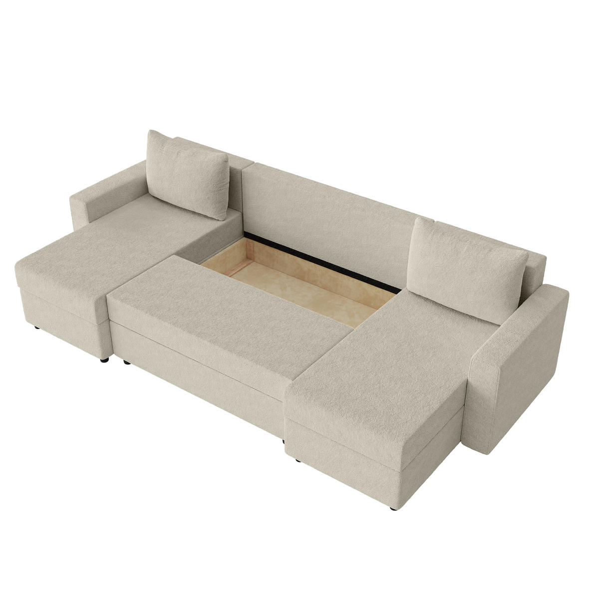 WOHNLANDSCHAFT Goka U mit Schlaffunktion, Beige - Beige, Textil (298/72/146cm) - Fedve