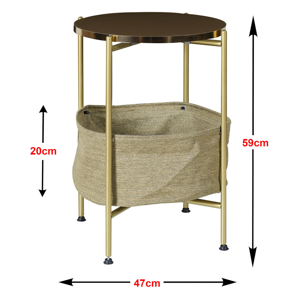 BEISTELLTISCH Suonenjoki - Goldfarben, Holzwerkstoff (47/47/59cm) - [en.casa]