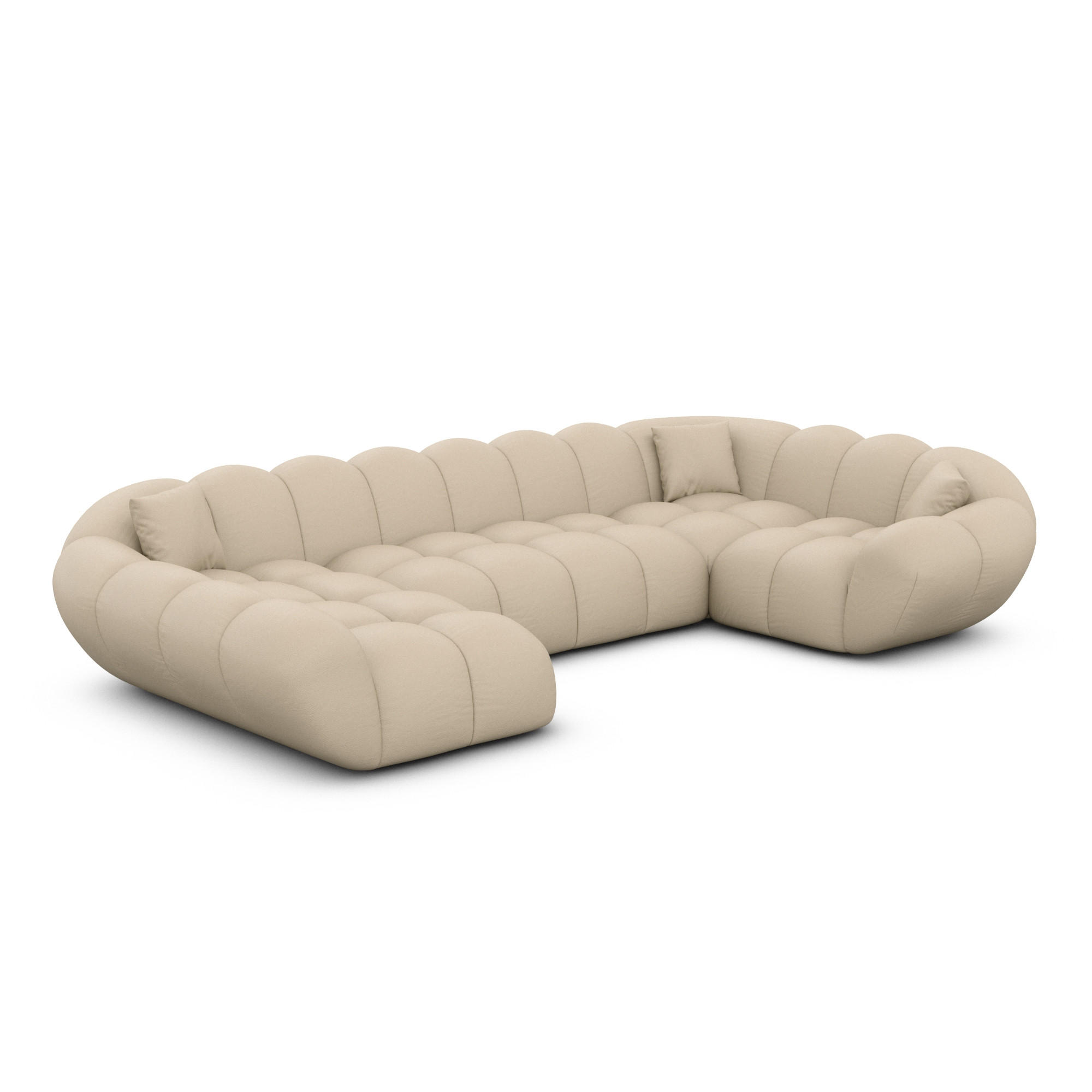 WOHNLANDSCHAFT Liva Beige Kunstleder U-Form XL Links - Beige, Kunststoff (323/70/193cm) - VAROYAL