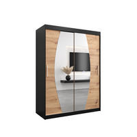 SCHWEBETÜRENSCHRANK 200/150/62 2-türig - Silberfarben/Schwarz, Holz/Kunststoff (150/200/62cm) - Abiks Möbel