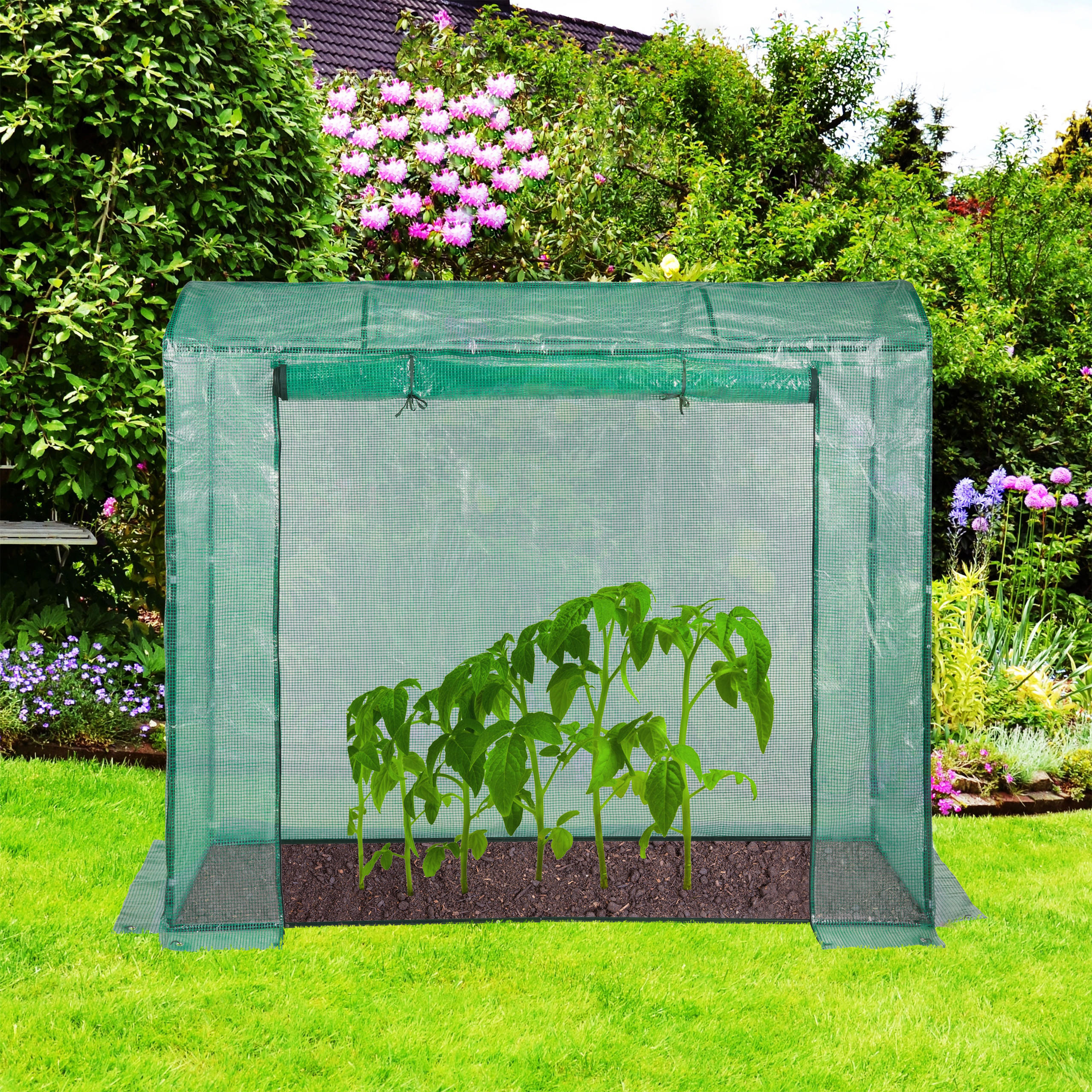 TOMATENGEWÄCHSHAUS - Grün, Kunststoff/Metall (80/170/200cm) - Relaxdays