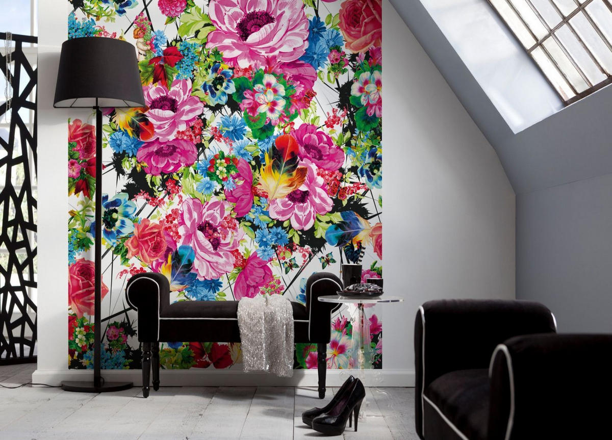 FOTOTAPETE Blumen 184 x 254 cm - Multicolor, Papier (184/254cm) - Sanders & Sanders