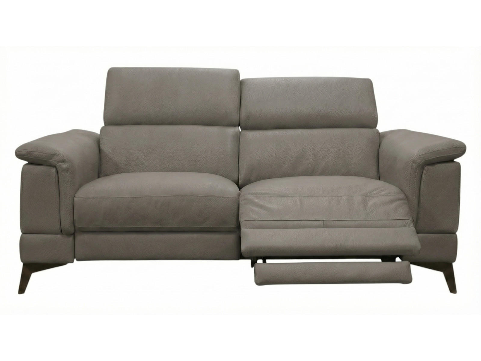 3-SITZER Sofa Planet Echtleder mit 1 x Relaxfunktion Greige - Greige, Leder/Metall (200/80/110cm)