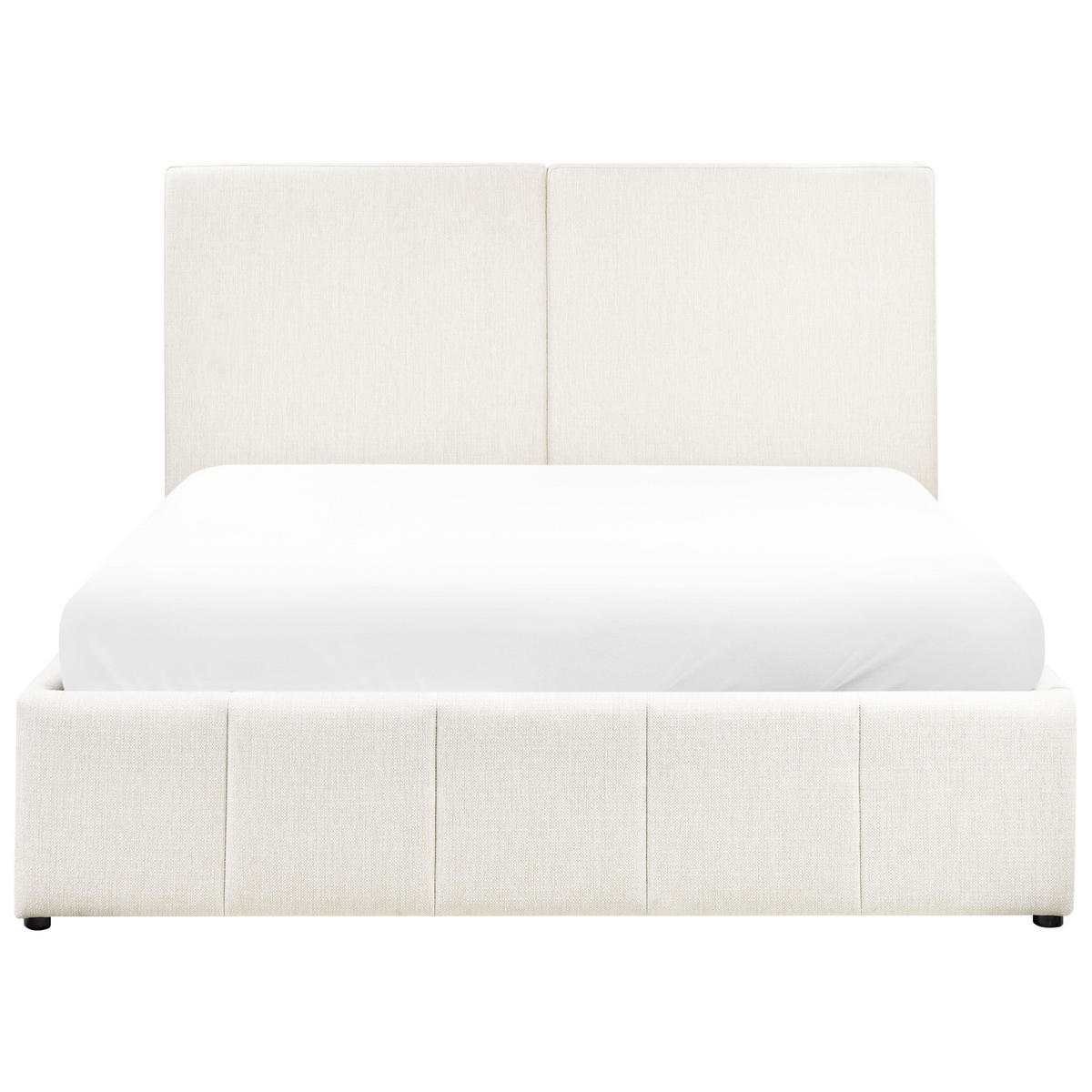 BETT mit Stauraum 160/200 cm Stoff Cremeweiß Castelnavet - Creme, Textil (160/200cm) - Beliani