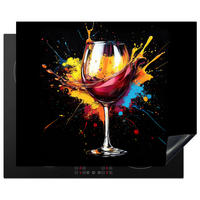 HERABDECKPLATTE - Wein - Glas - Graffiti - Getränk - Rot - Farbe - 65x55 - Weinrot, Kunststoff (65/55/0.2cm) - MuchoWow
