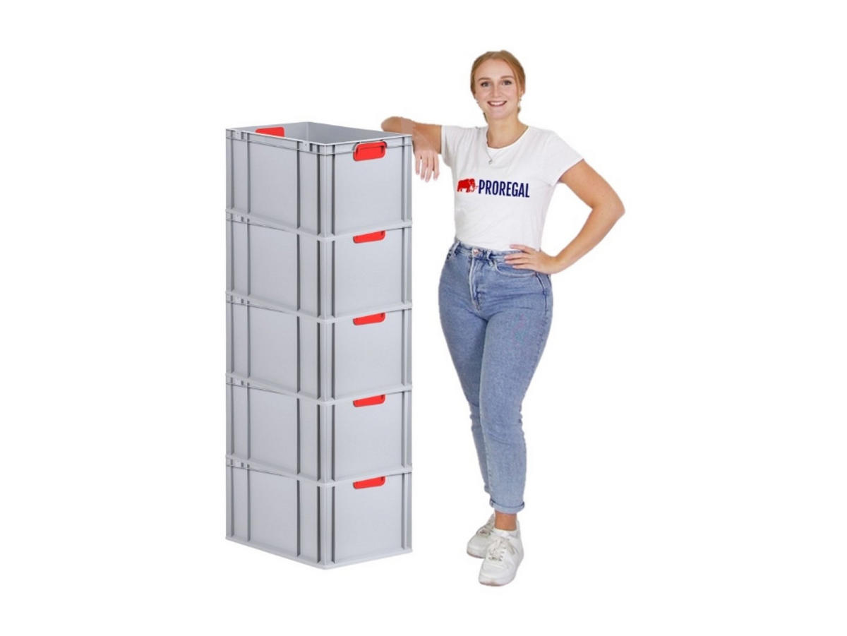 EUROBOX 5x Nextgen Color 32x40x60cm 65 Liter Griffe Rot Geschlossen - Rot, Kunststoff (40/32/60cm) - PROREGAL