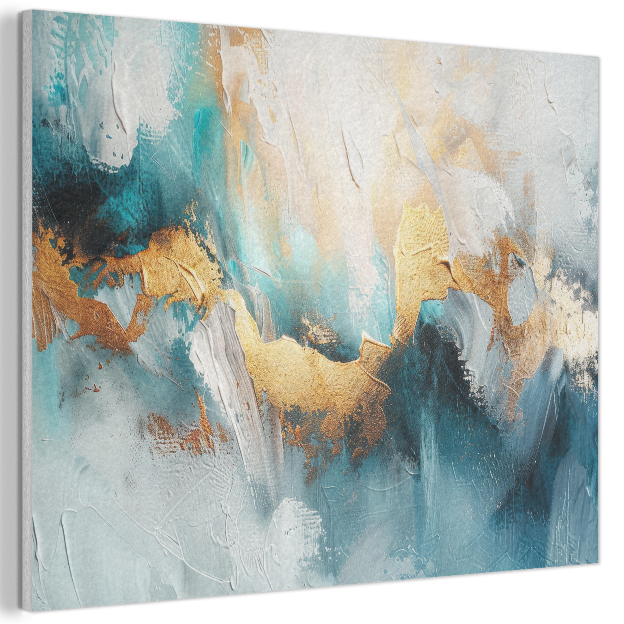 MuchoWow AKUSTICKÝ obraz Abstraktní - umění - zlatá - modrá 100x70 cm
