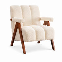 SESSEL Bouclé Beige mit Holzrahmen - Beige, Holz/Holzwerkstoff (77/77/68.5cm) - WISHDOR