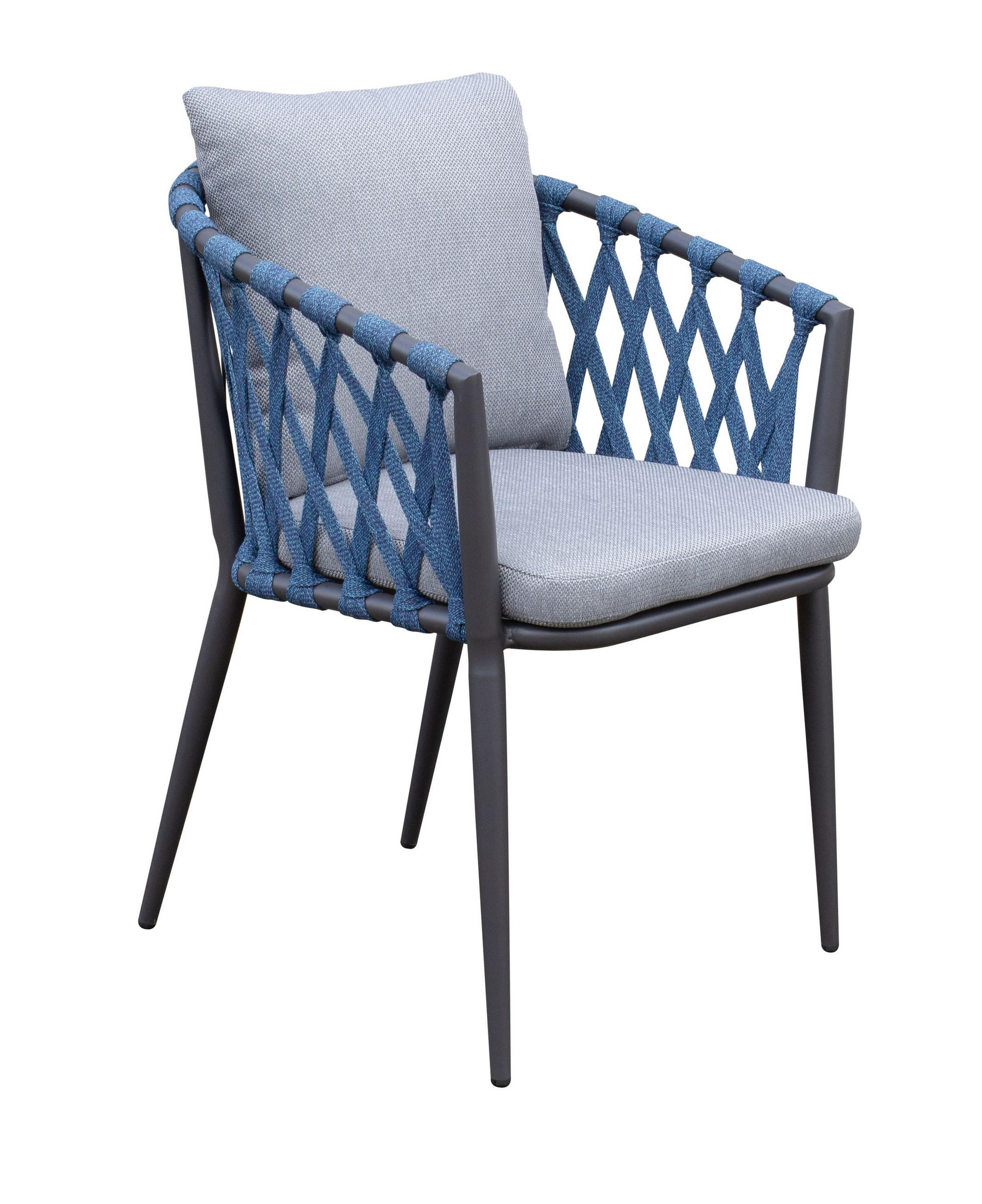 STAPELSTUHL Vienna, Rope, Aluminium, Anthrazit-Blau - Blau/Grau, Metall (45/80/60cm) - dasmöbelwerk