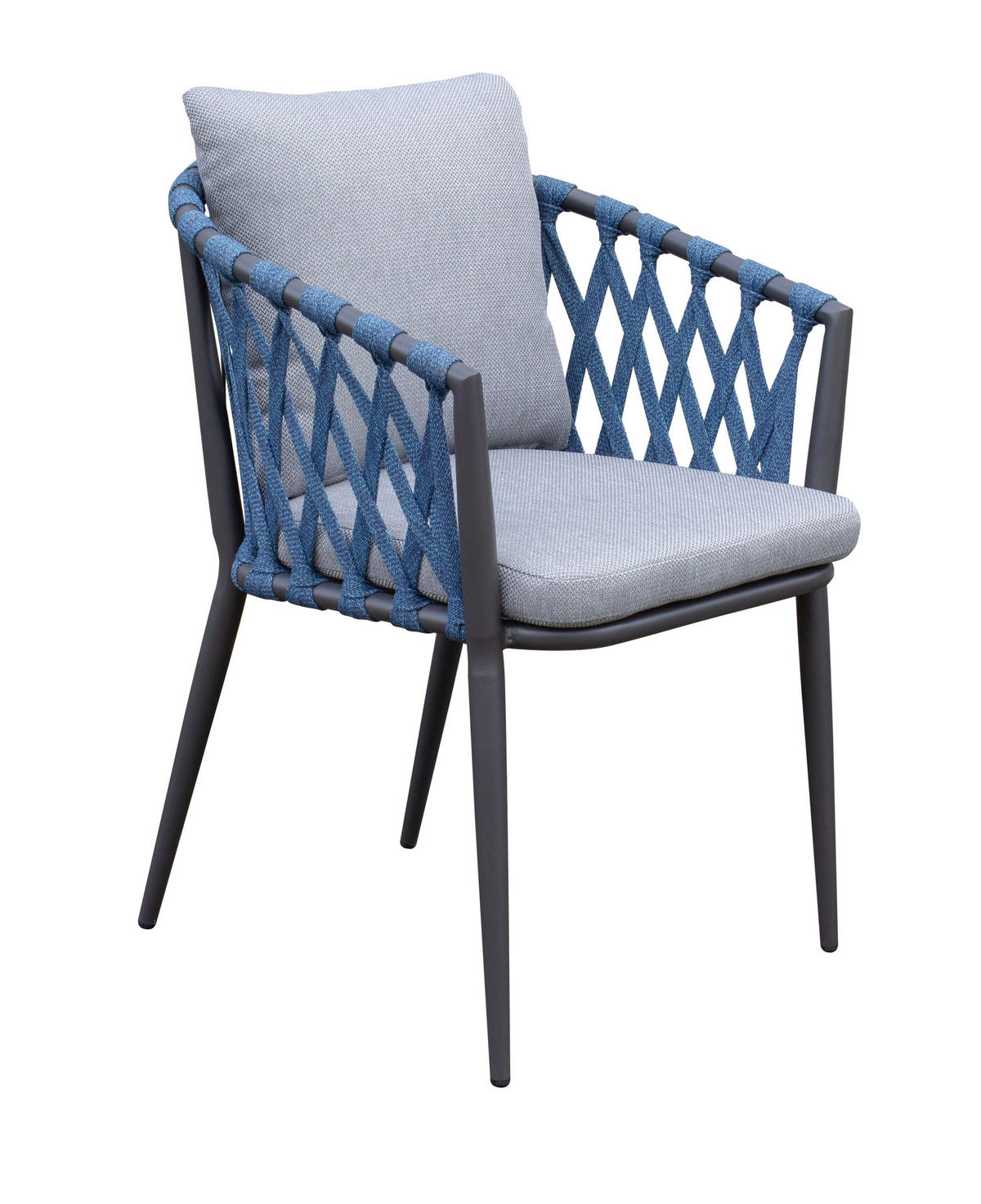 STAPELSTUHL Vienna, Rope, Aluminium, Anthrazit-Blau - Blau/Grau, Metall (45/80/60cm) - dasmöbelwerk