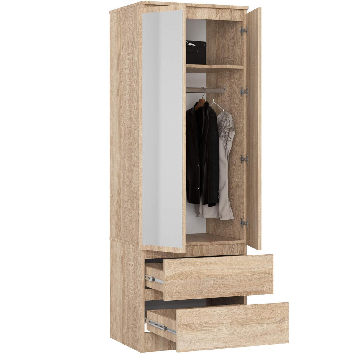 KLEIDERSCHRANK Eiche Sonoma 180/60/51 - Sonoma Eiche, Holzwerkstoff (60/180/51cm) - RAUMHIRSCH FURNITURE