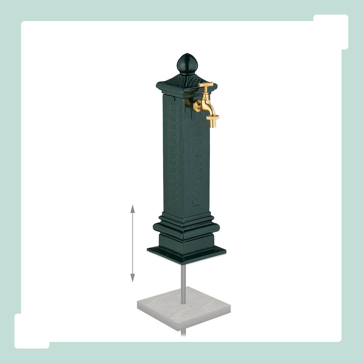 STANDBRUNNEN - Dunkelgrün, Metall (18.5/14/47cm) - Relaxdays