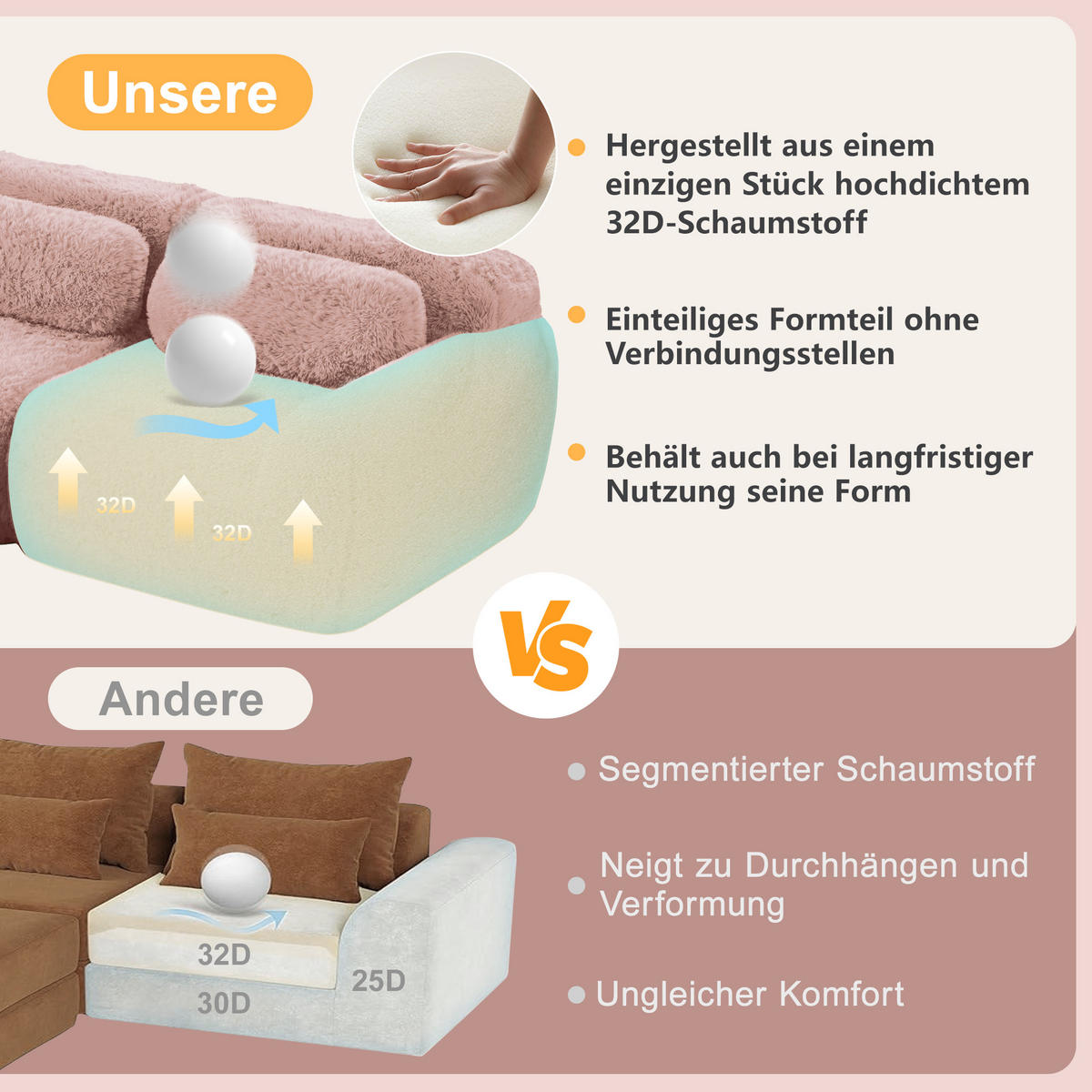 SCHLAFSOFA 2-Sitzer aus Plüschstoff mit 2 Hockern, Rosa - Rosa, Textil (204/73/179cm)