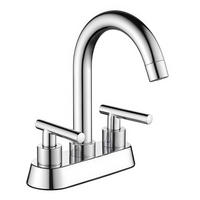 WASCHTISCHARMATUR 4 ZOLL DOPPELHEBEL EDELSTAHL MIT KLICK-ABLAUF - Silberfarben, Metall (25/12/16cm) - Authentics