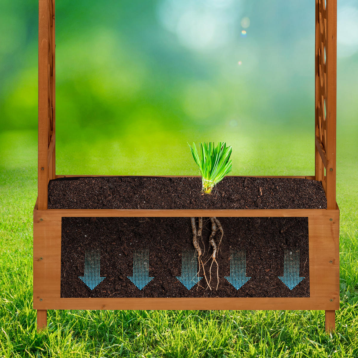 PFLANZKASTEN - Hellbraun, Holz/Textil (110/183/44cm) - Relaxdays