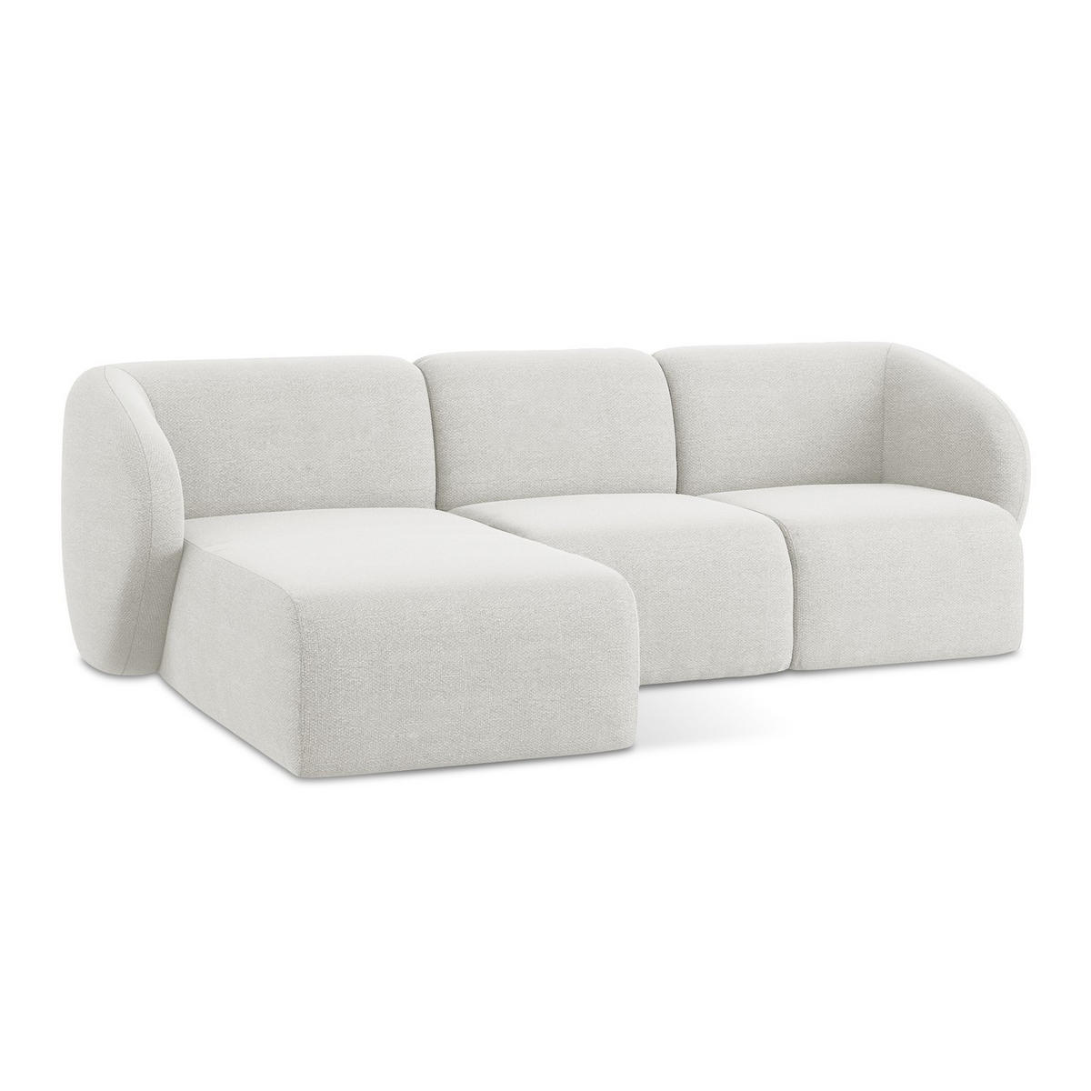 ECKSOFA Links Bouclé Stoff Weiß - Schwarz/Weiß, Holzwerkstoff/Kunststoff (248/166cm) - LaMiaSofa