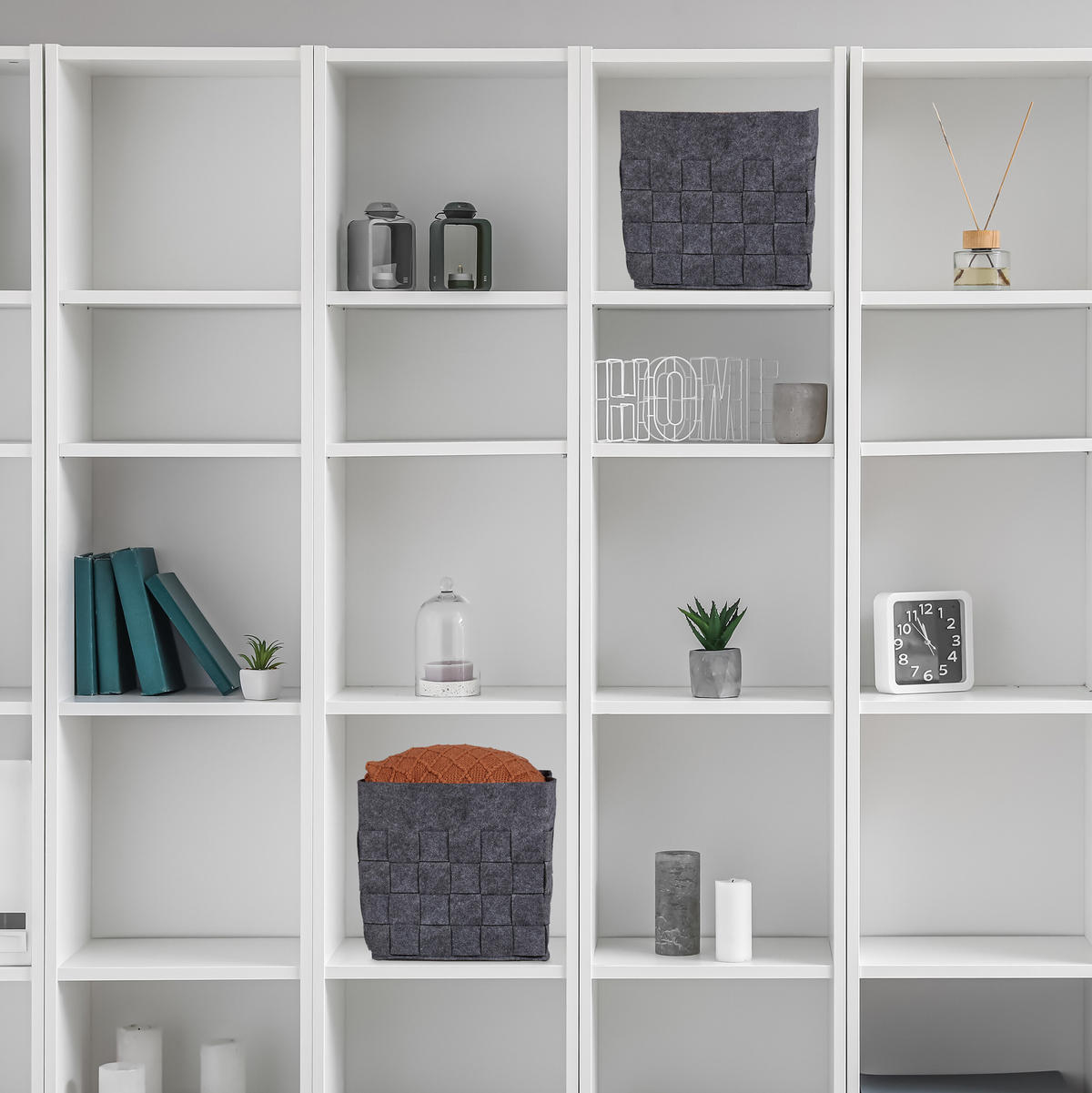 2XAUFBEWAHRUNGSKORB - Grau, Textil (30/30/24cm) - Relaxdays