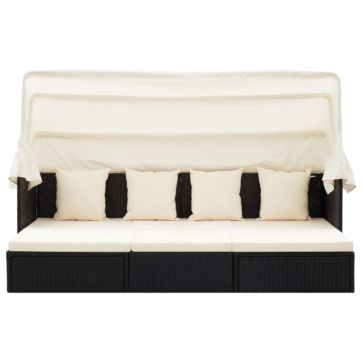 GARTEN-SONNENINSEL Mit Dach Schwarz Poly Rattan - Creme, Kunststoff (60/124/200cm) - vidaXL