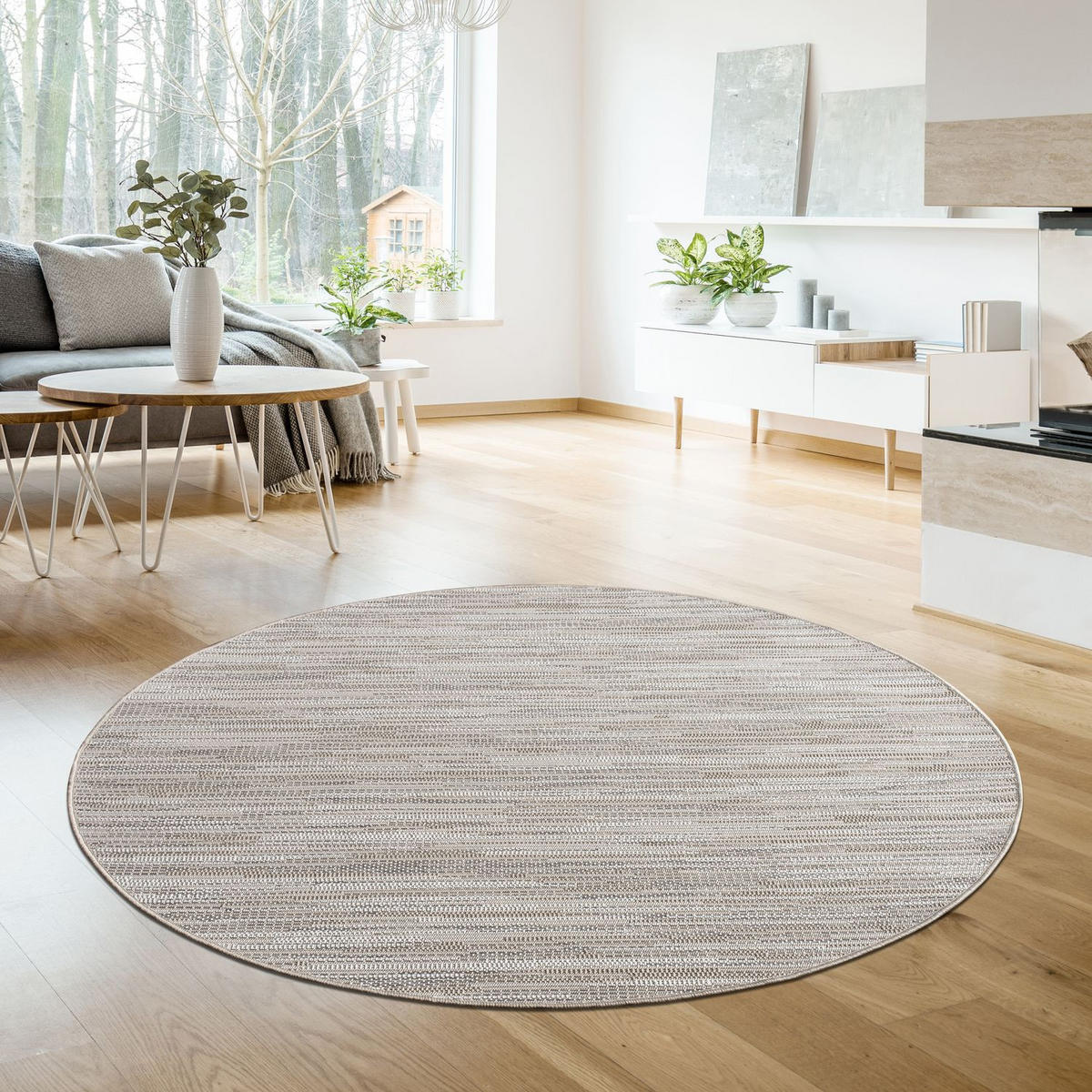 OUTDOORTEPPICH Boho Hellcreme Beige Ø 120 cm - Creme, Kunststoff (120/120cm) - TT Home