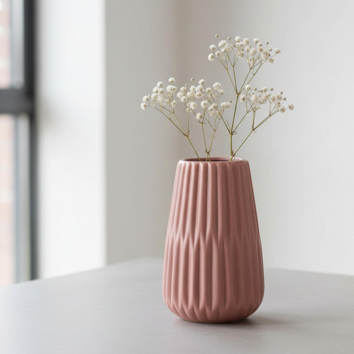 KERAMIKVASE handbemalt Esko 9,5/9,5/17 cm - Rosa, Keramik (17cm) - Boltze Home