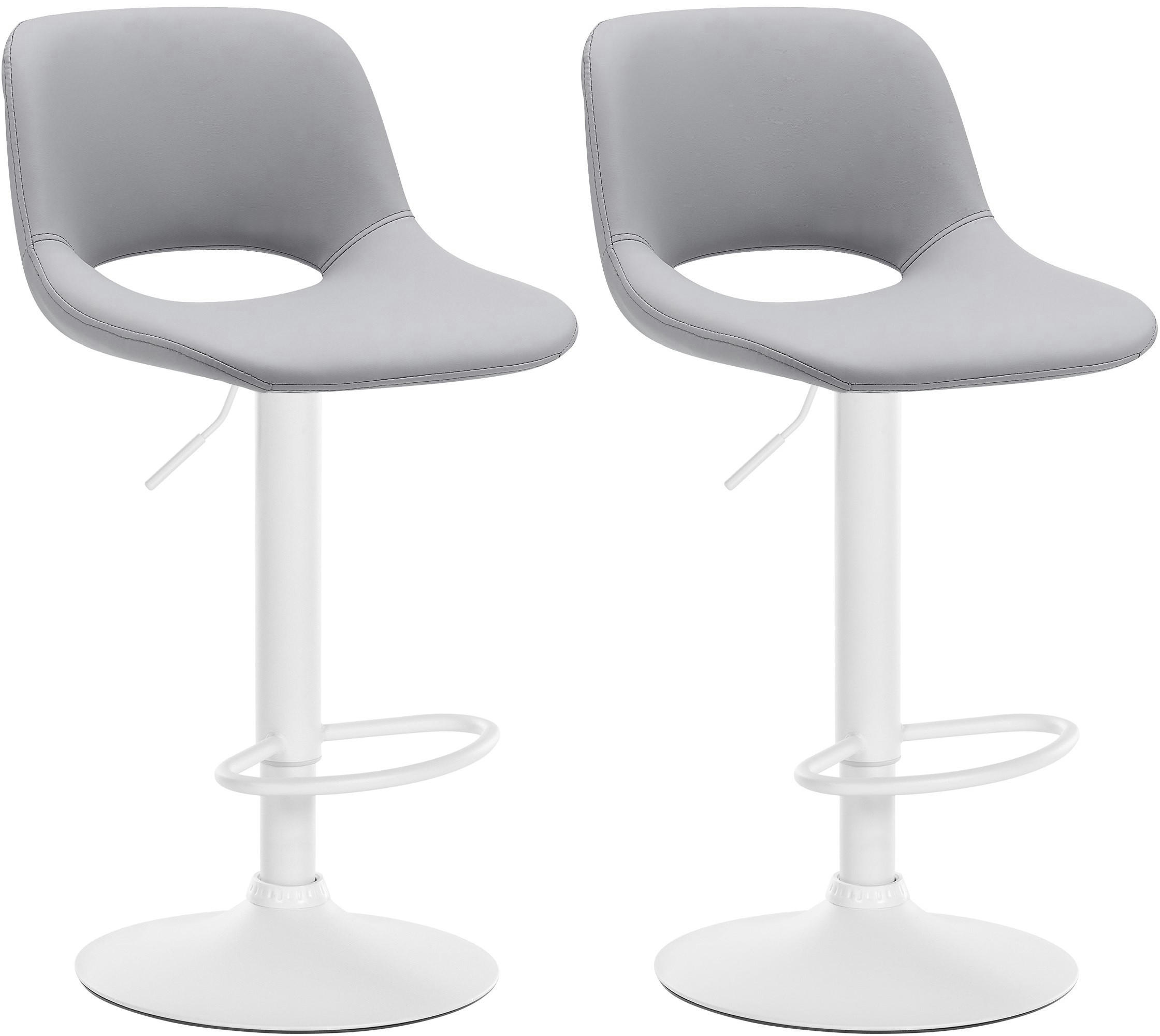 BARHOCKER 2er Set Lederlook grau - Weiß/Grau, Textil/Metall (42/86/46cm) - CLP