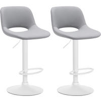 BARHOCKER 2er Set Lederlook grau - Weiß/Grau, Textil/Metall (42/86/46cm) - CLP